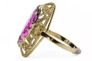 Vintage craft Ring Amethyst 14K Yellow gold vrc005y